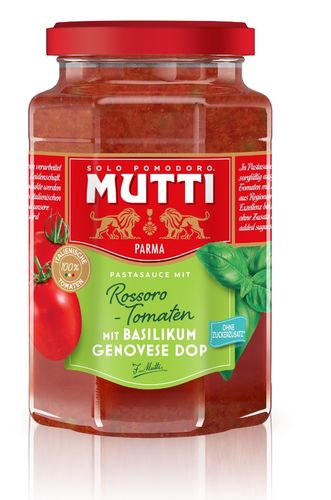 MUTTI Tomatensauce mit Basilikum Genovese DOP, 400g Glas